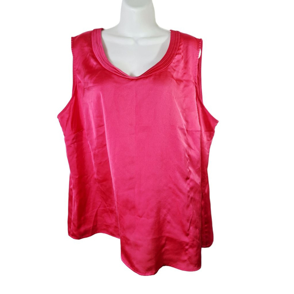 Kasper Fuchsia Sleeveless Plus Size 3X silky office core business casual blouse - Picture 1 of 5